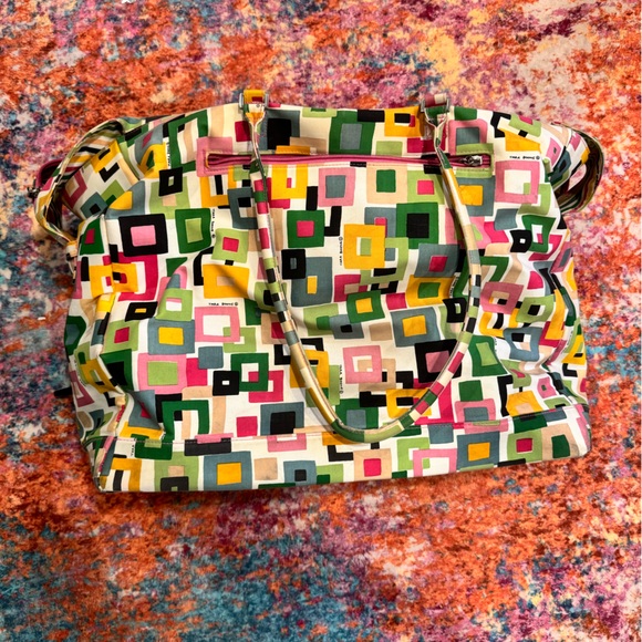 Tara Boone Retro Geometric Print Large Duffel Bag Travel Weekender Tote - Picture 3 of 3